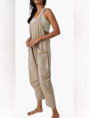 Free People Movement Oversized Relaxed Jumper Romper Beige Tan Medium